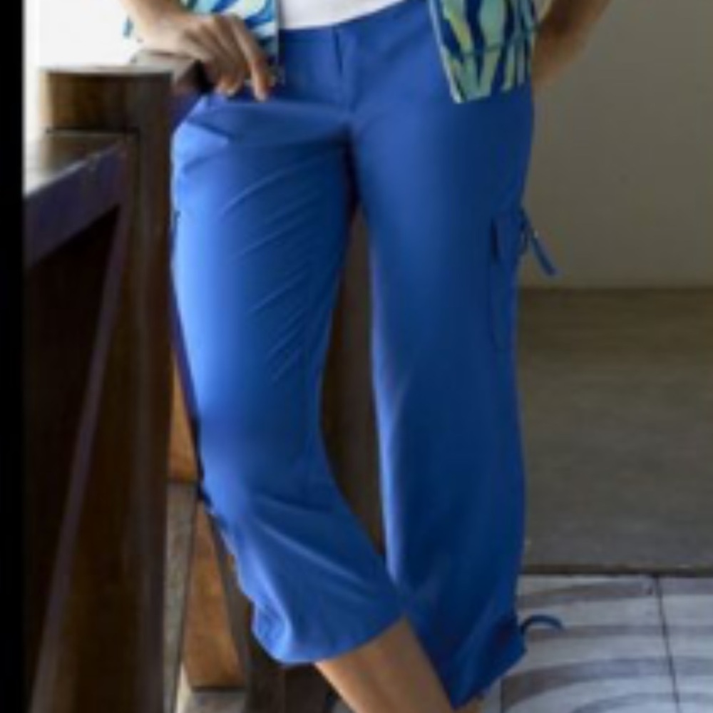 Women’s Chico’s Beautiful Blue Cropped Cargo Pants. Size 3/US 16.